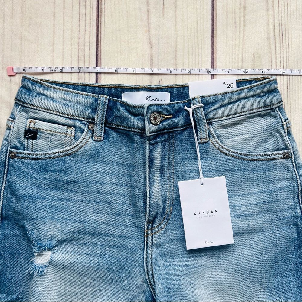 KanCan Distressed High Rise Cuffed Mom Fit Jeans - Picture 8 of 11